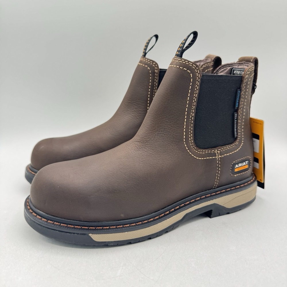 Ariat Riveter Chelsea CSA H20 Boots Women's Size 6 B Brown Leather Comp Toe